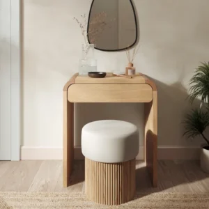 Space-Saving Oak Dressing Table with Drawer – Compact Design