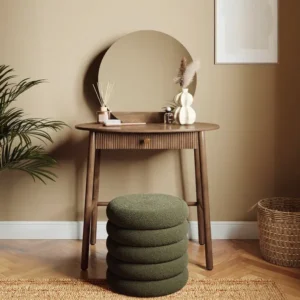 Classic Round Vanity Dressing Table with Mirror & Drawer