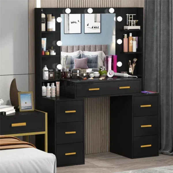 Modern Luxury Dressing Table with LED Mirror | Custom Dubai