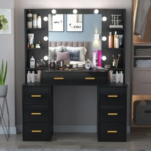 Modern Luxury Dressing Table with LED Mirror & Ample Storage