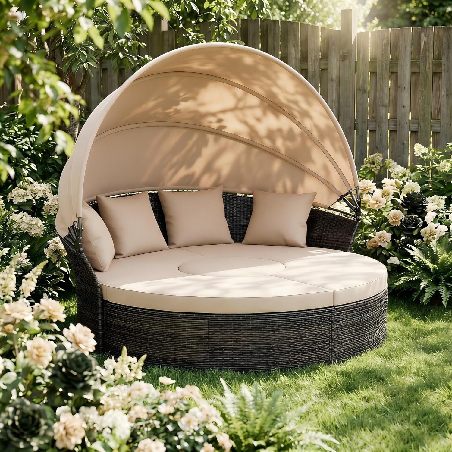 Crownland Brown Round Outdoor Daybeds