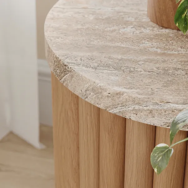 Lucin Travertine Effect Side Table