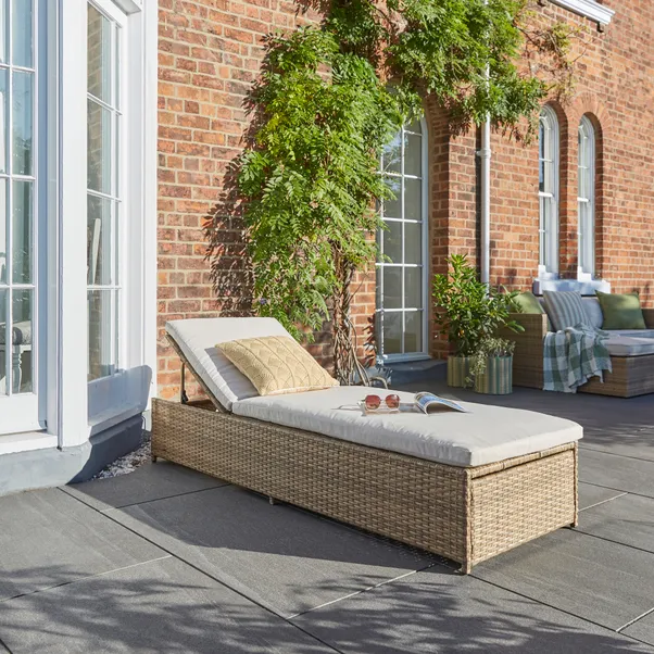 Malta Rattan Effect Lounger with Cushion
