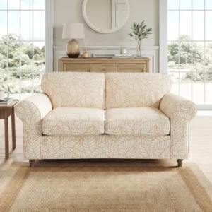 Woven Leaf Fabric 2 Seater Upholstered Sofa