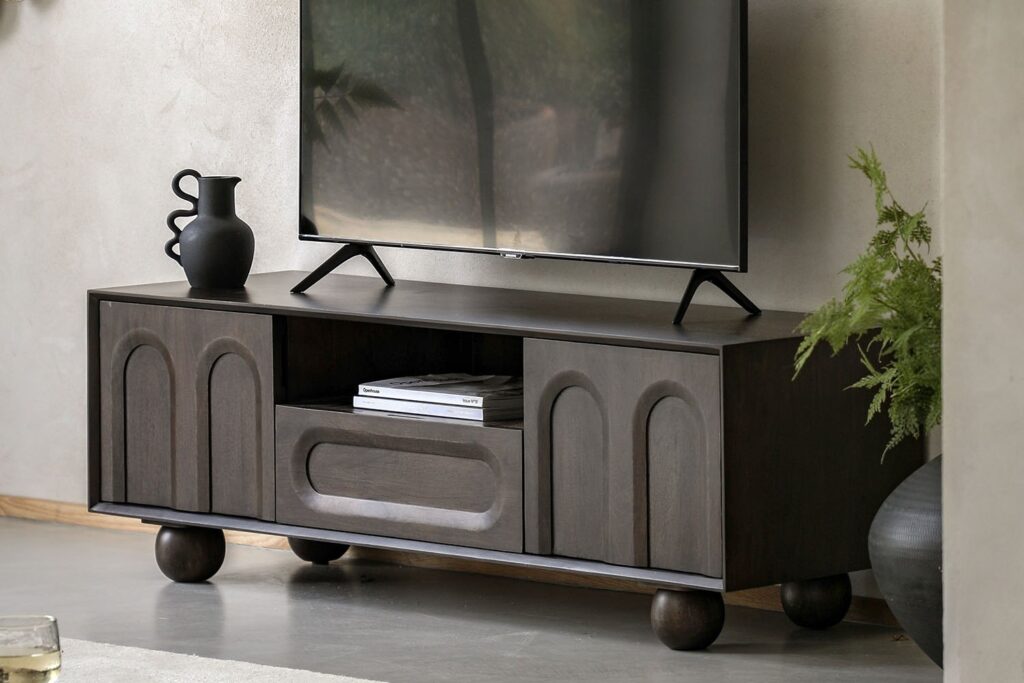 Arc Walnut Mango Wood TV Unit