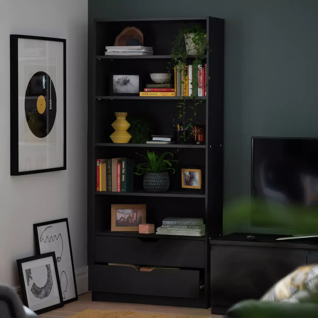 Compton Black 2-Drawer Bookcase
