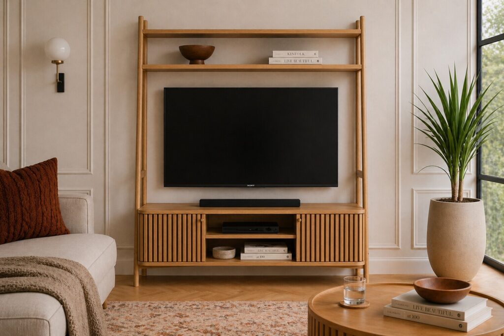 Soho Oak Slatted Ladder TV Unit