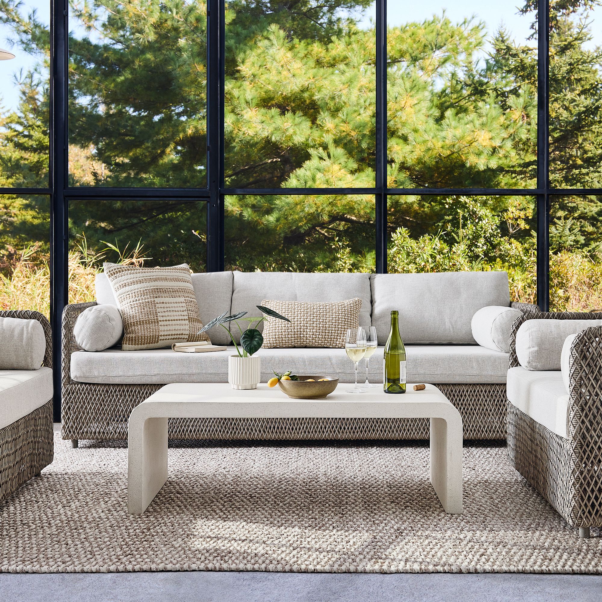 Coastal Wicker Outdoor Sofa