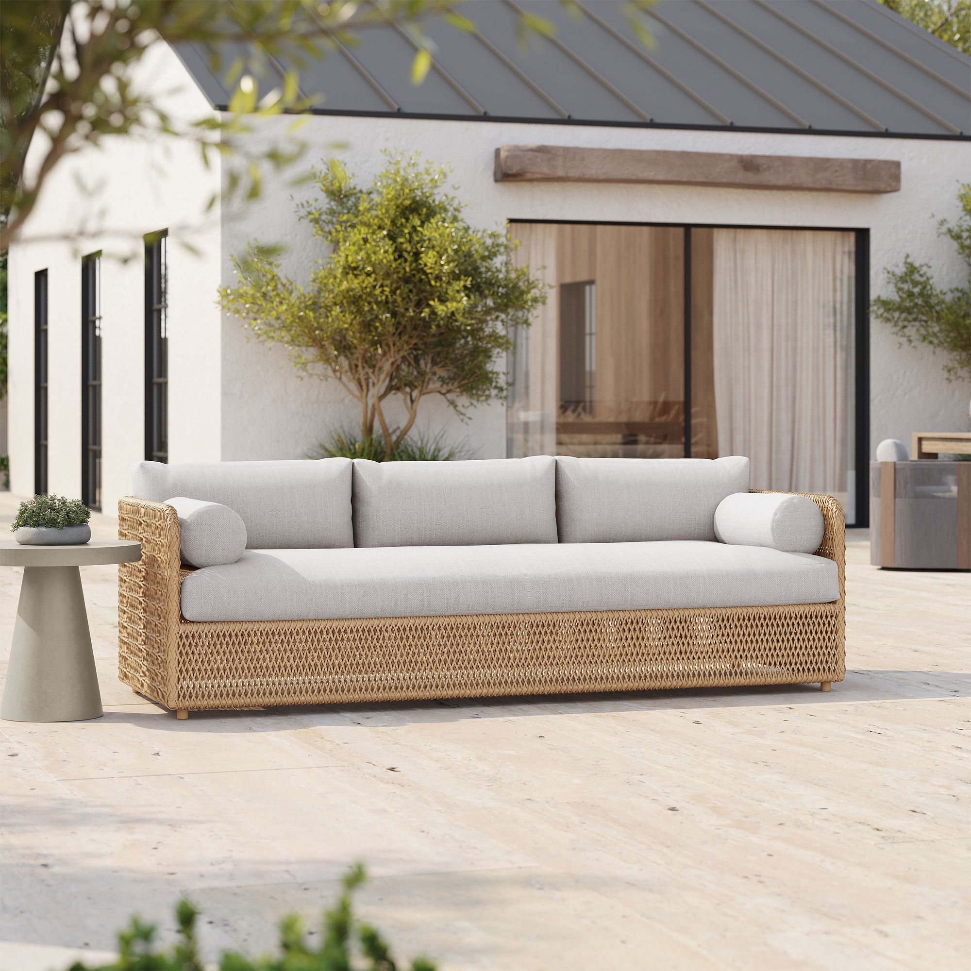Coastal Wicker Outdoor Sofa