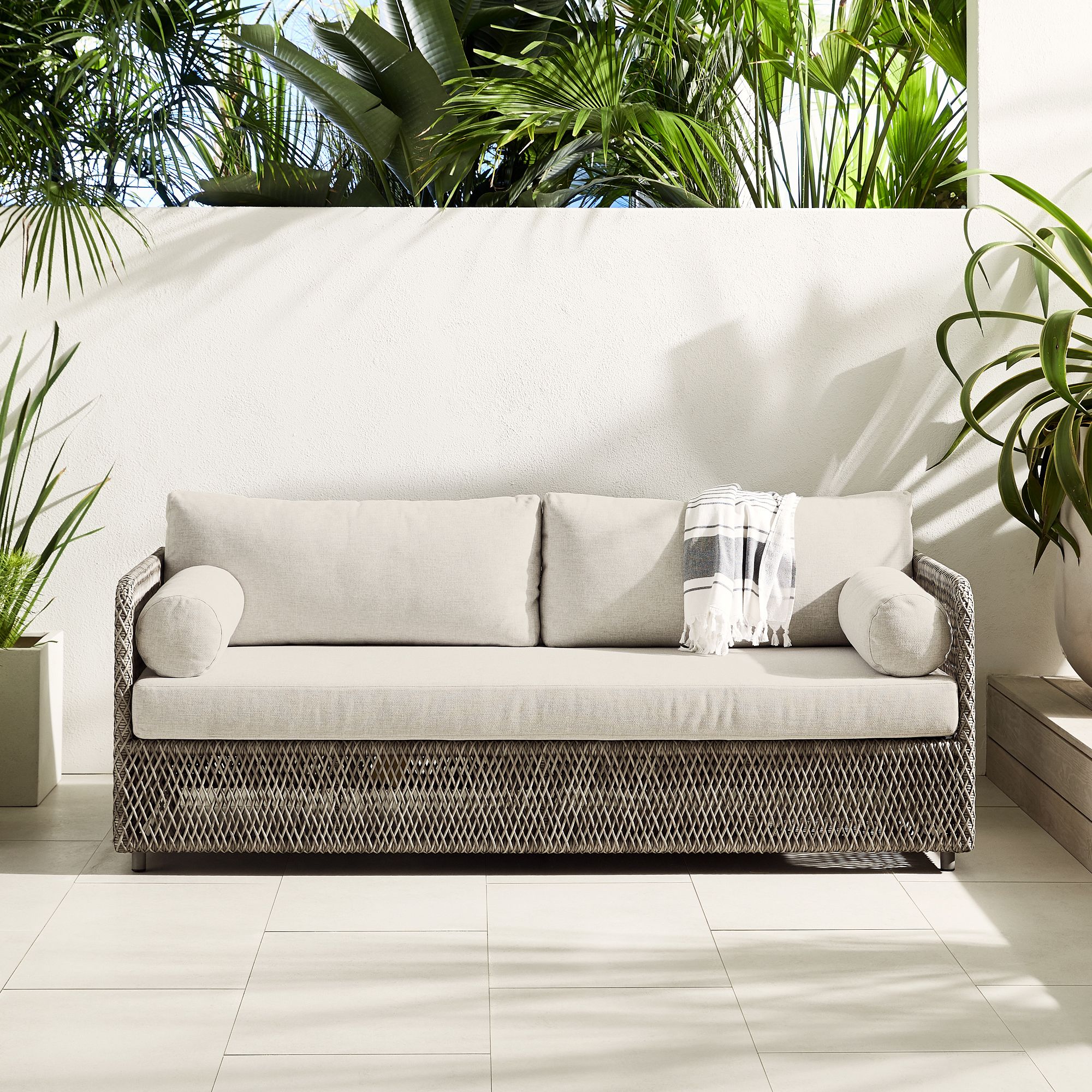 Coastal Wicker Outdoor Sofa