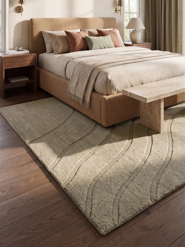 Beige Wool Hand-tufted Rug