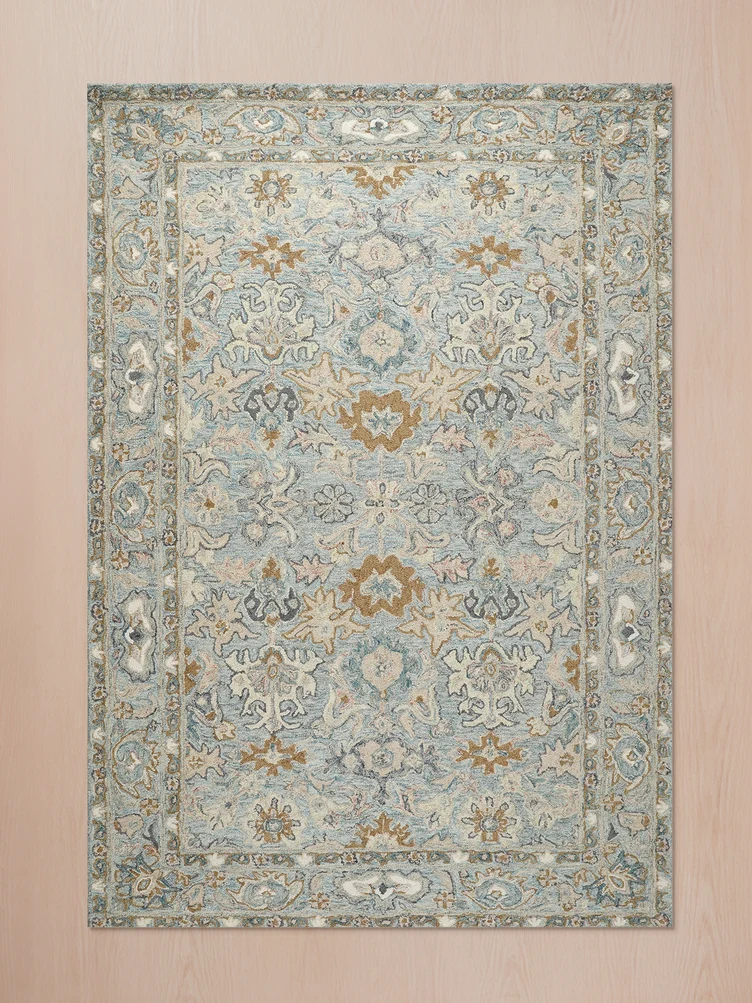 Blue Hand-tufted Wool Carpet