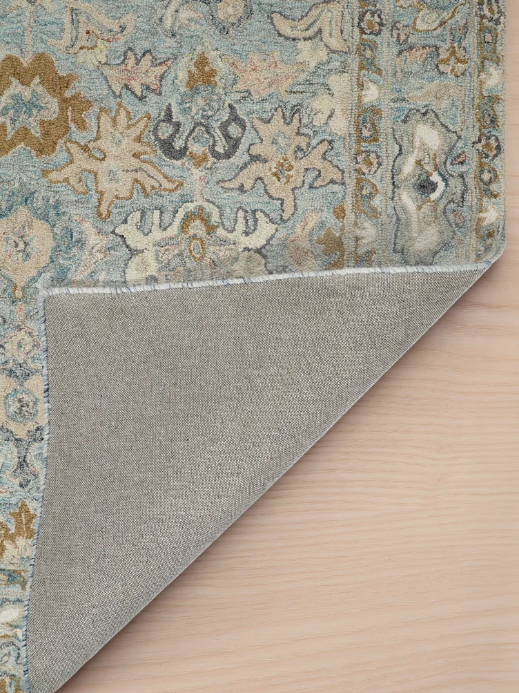 Blue Hand-tufted Wool Carpet