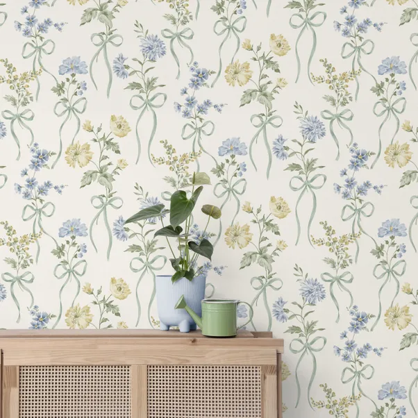 Bow Floral Office Wallpaper