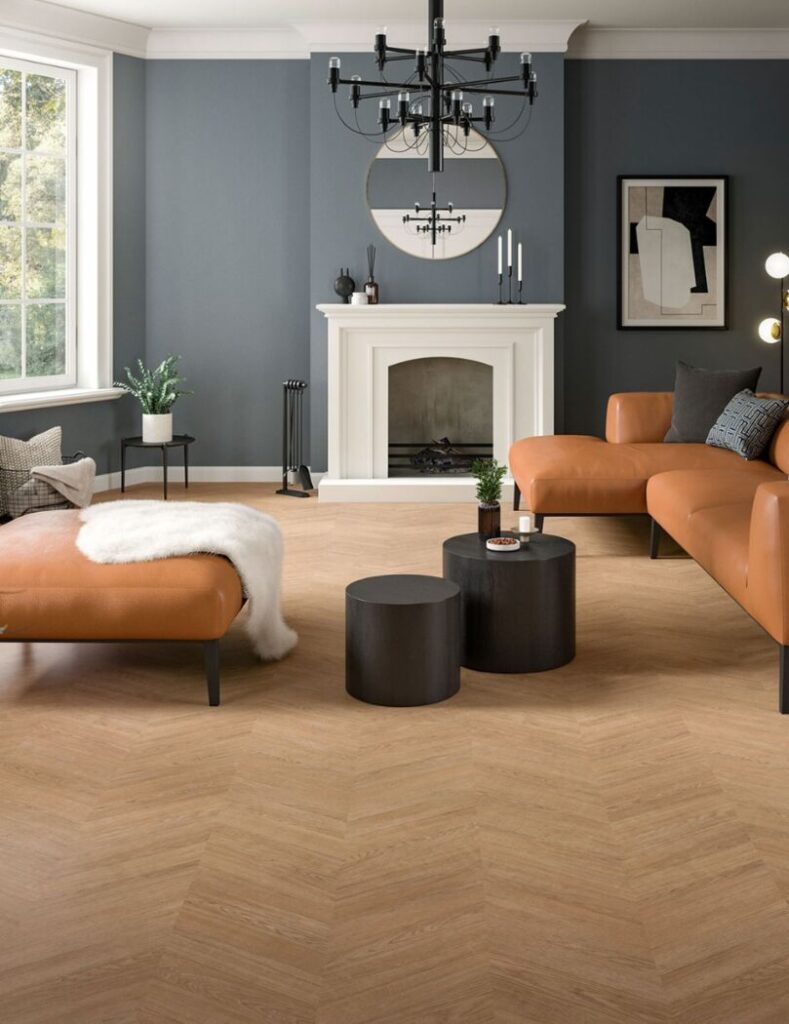 Brown Skanderborg Oak Chevron Flooring