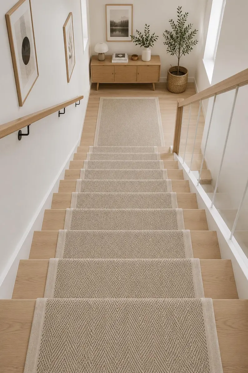 Cream Border Sisal Stair Carpet