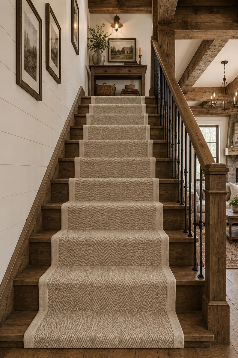 Cream Border Sisal Stair Carpet