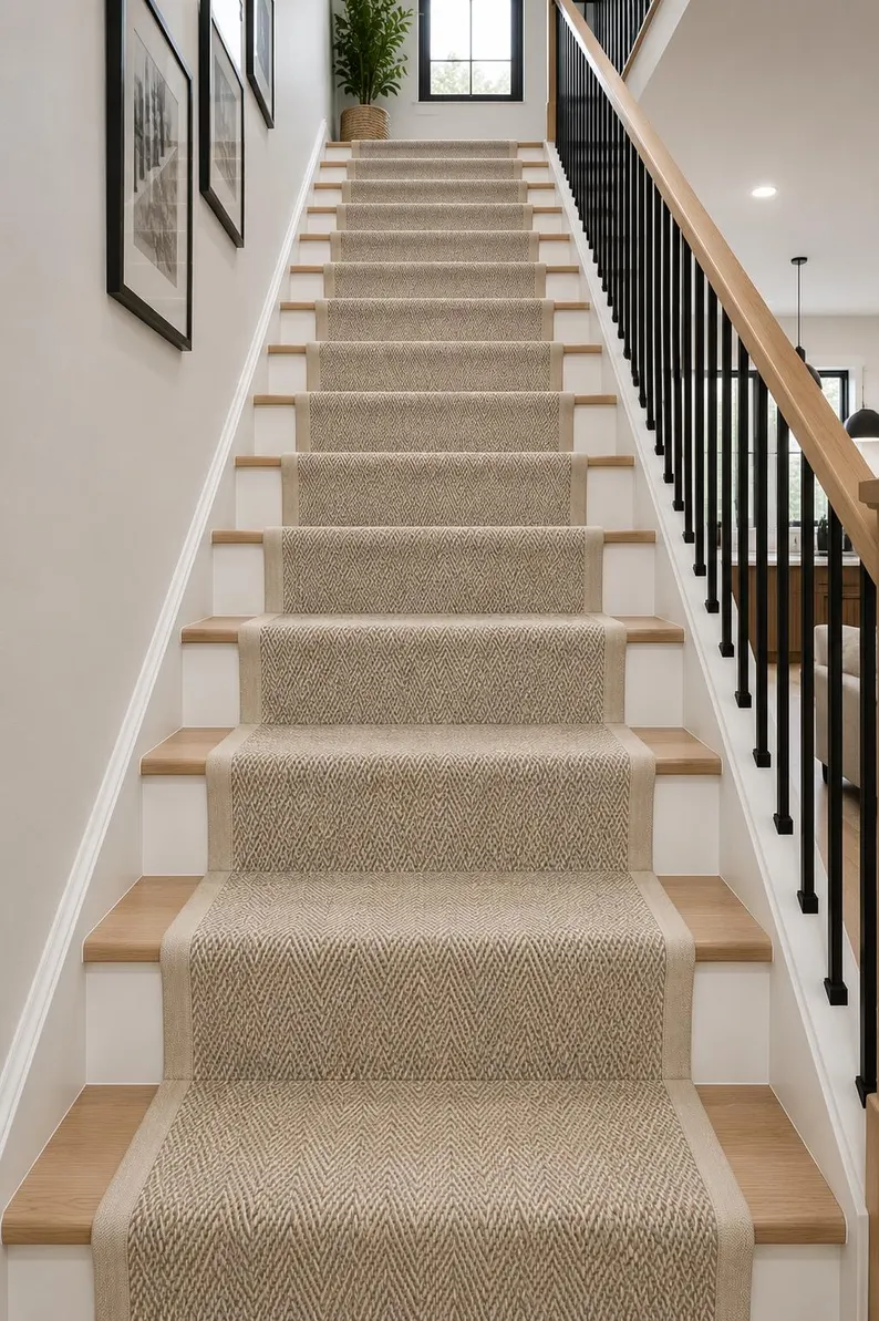 Cream Border Sisal Stair Carpet