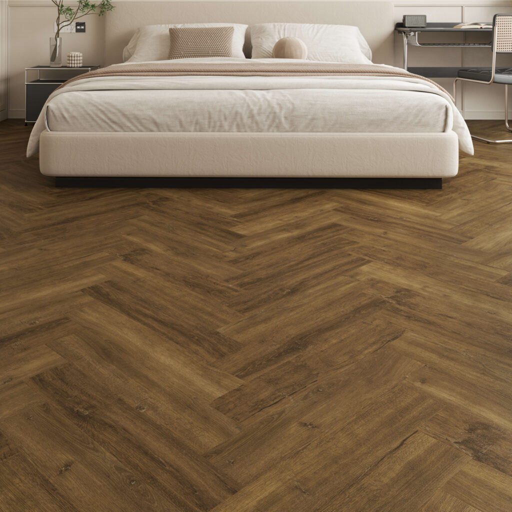 Dark Brown Oak Parquet Flooring