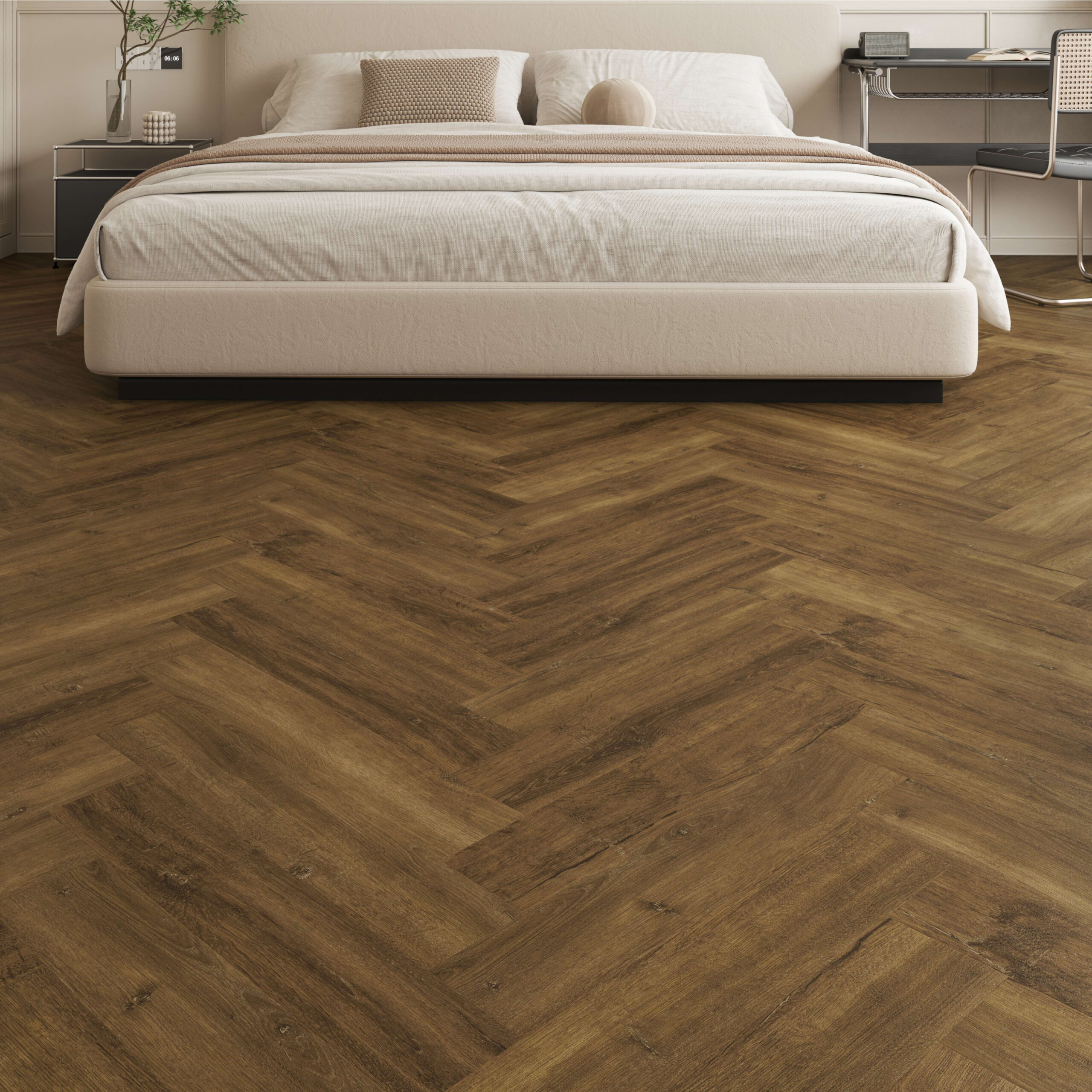 Dark Brown Oak Parquet Flooring