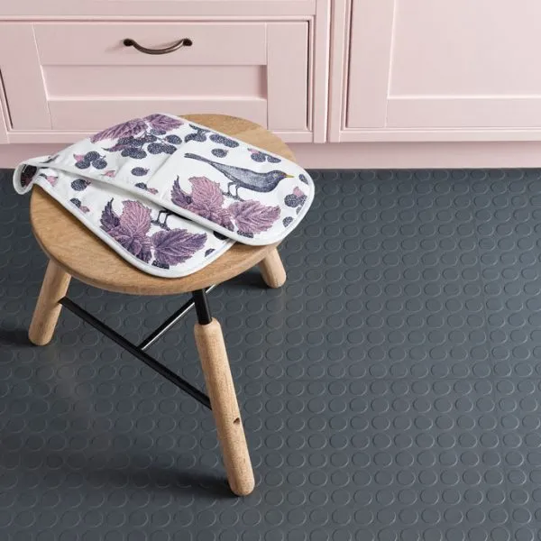 Dark Grey Coin Studded Rubber Flooring
