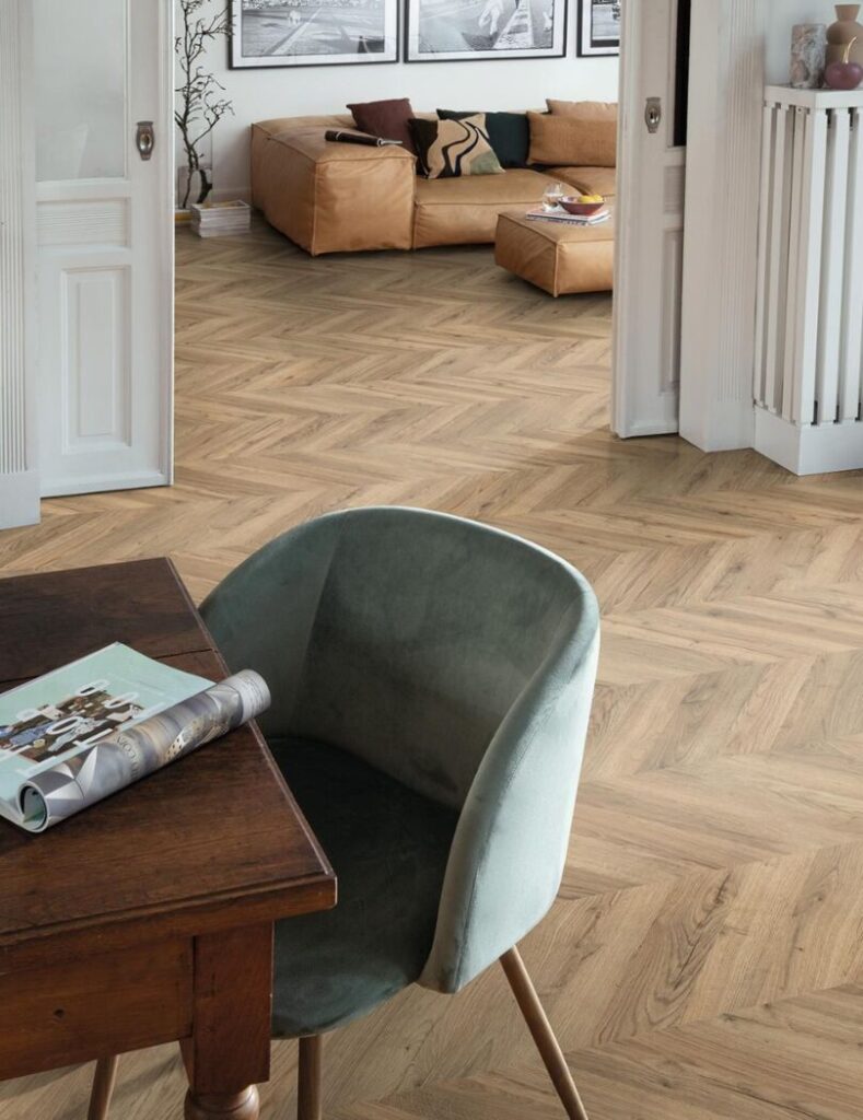 Dark Rillington Oak Chevron Flooring