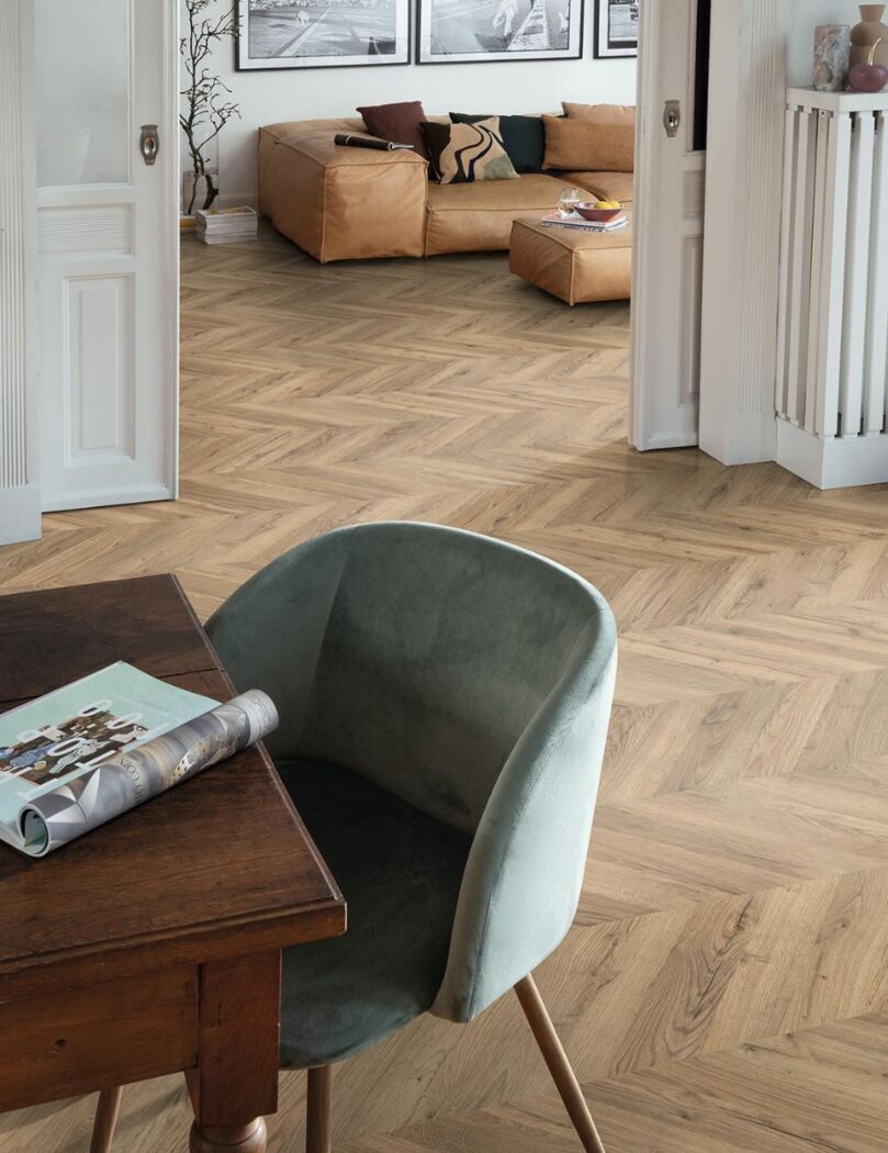 Dark Rillington Oak Chevron Flooring