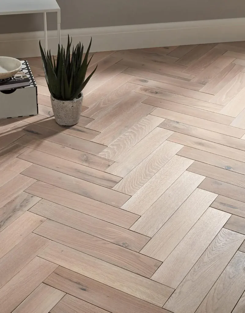 Frosted Oak Herringbone Flooring
