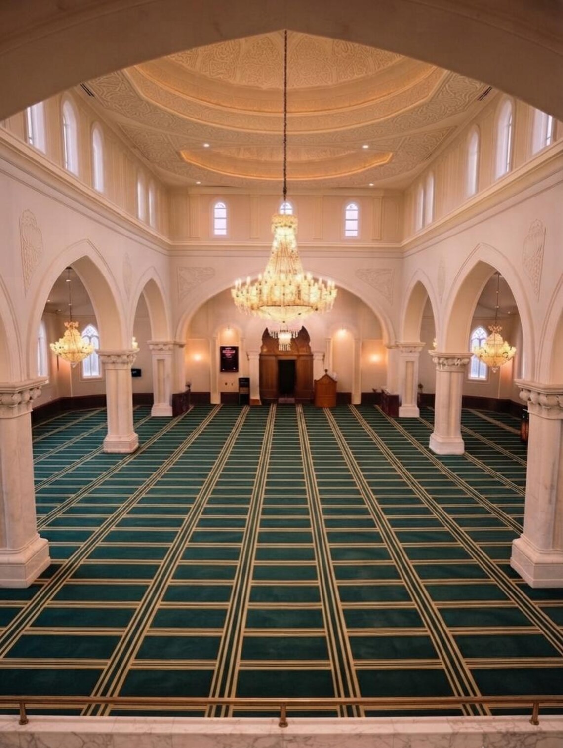 Green Geometric Mosque Carpet