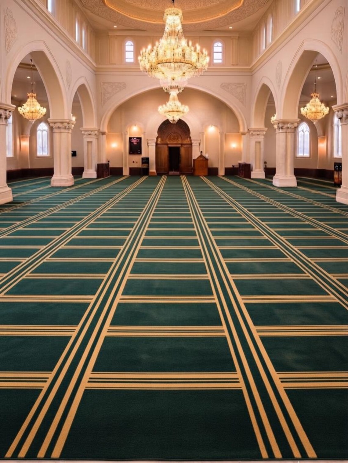 Green Geometric Mosque Carpet
