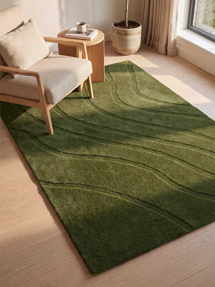 Olive Green Hand-tufted Rug