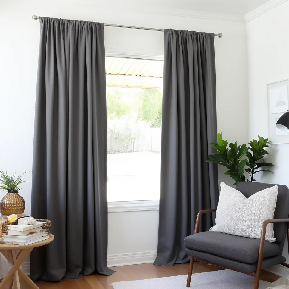 Charcoal Grey Polyester Curtains