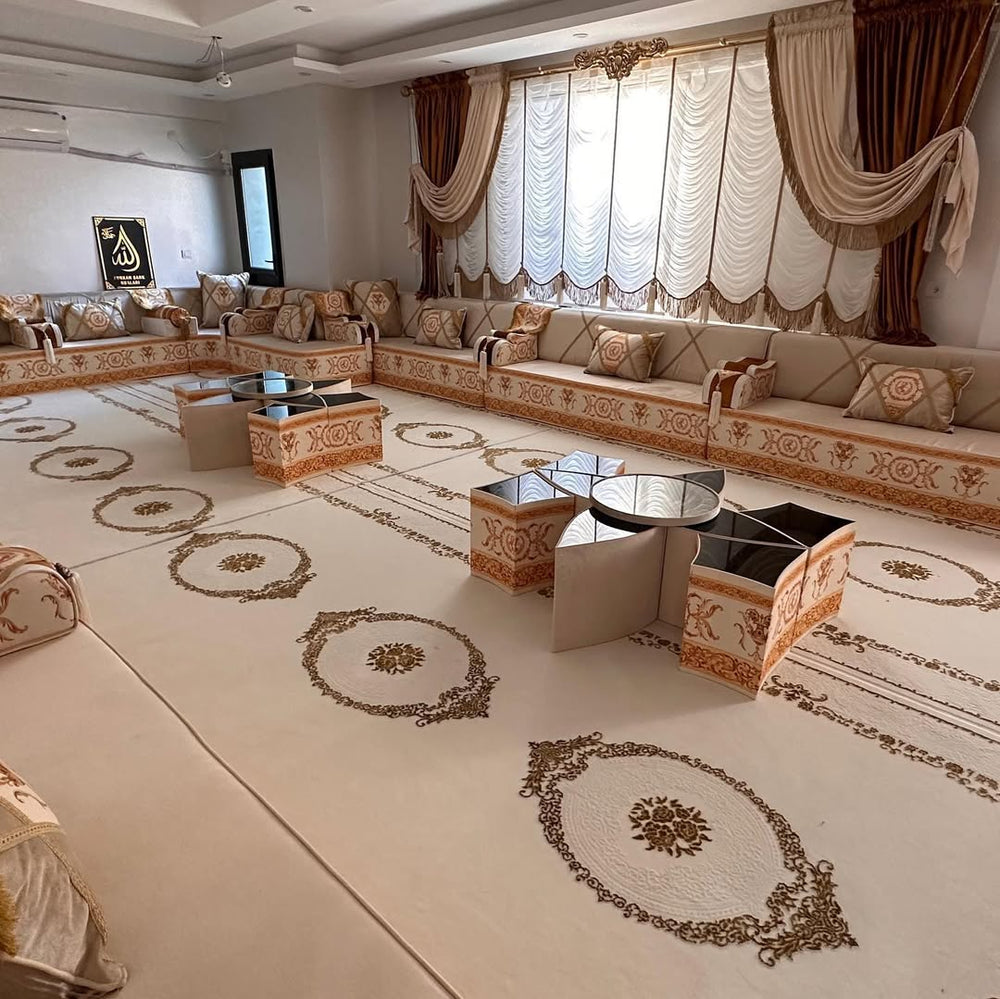 Cream & Gold Arabic Majlis Curtains