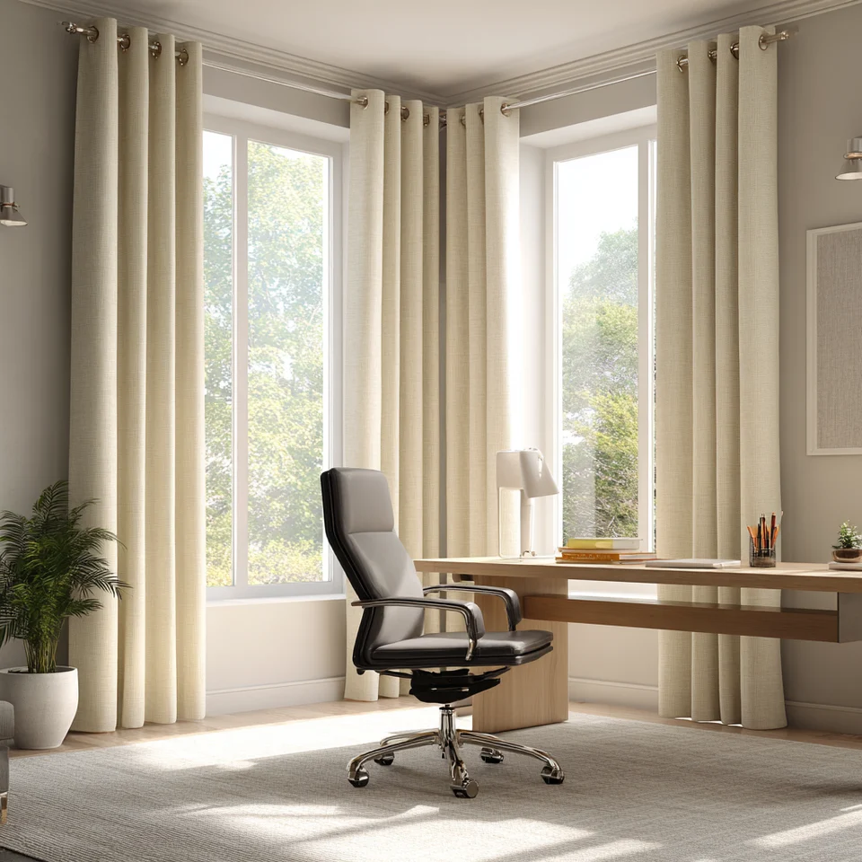 Cream Linen Office Curtains