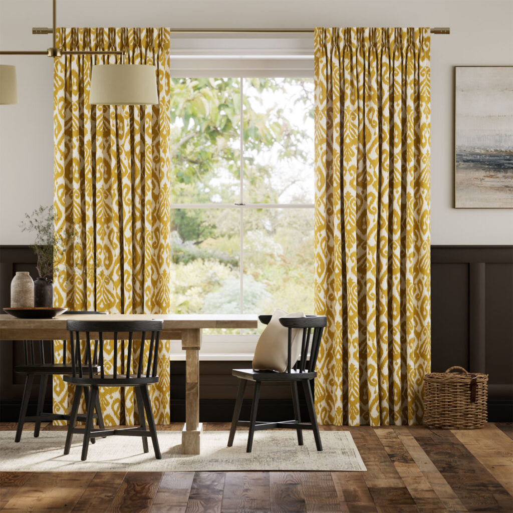 Deep Ochre Damask Curtains