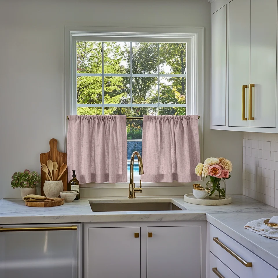 Dusty Pink Kitchen Curtains