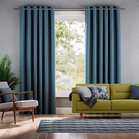 Faux Silk Blue Azure Curtains