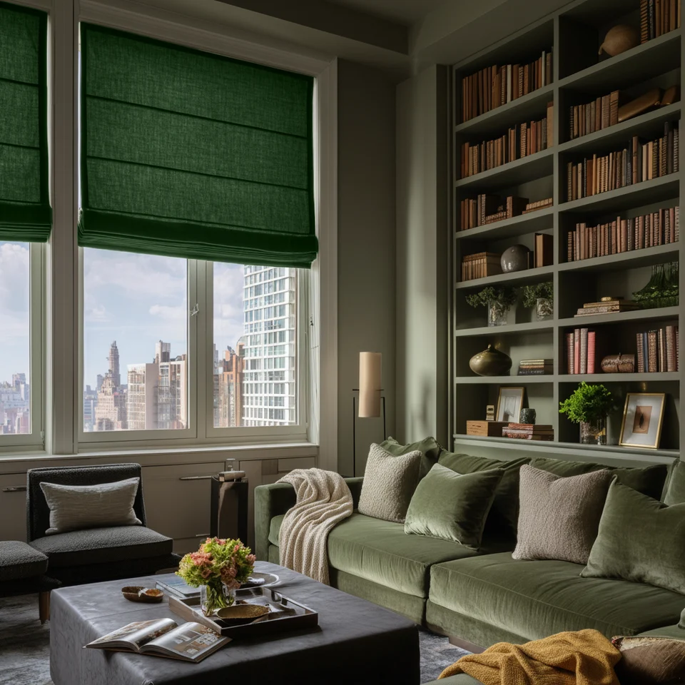 Forest Green Bedroom Blinds