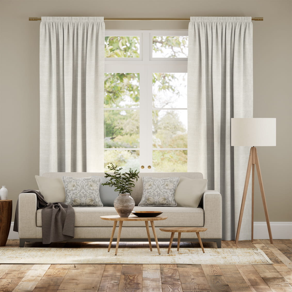 Harlow Stone Textured Curtains
