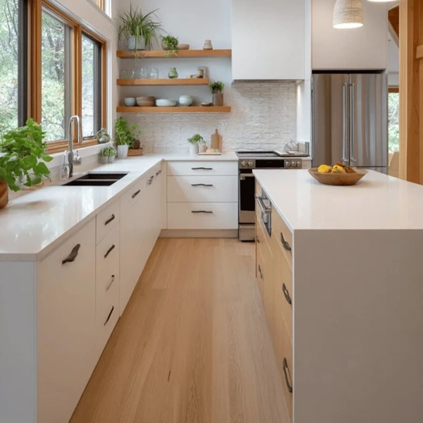 Kitchen Cabinets, Walls And Flooring