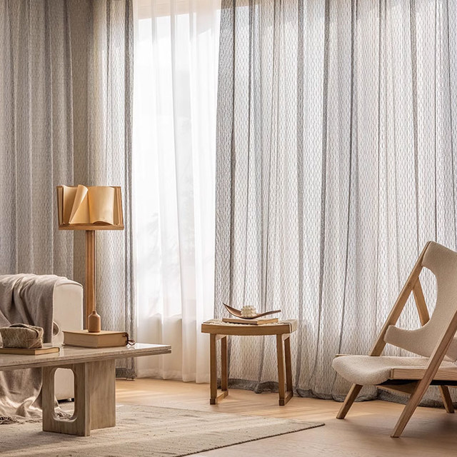 Mesh Textured Grey Sheer Net Curtain