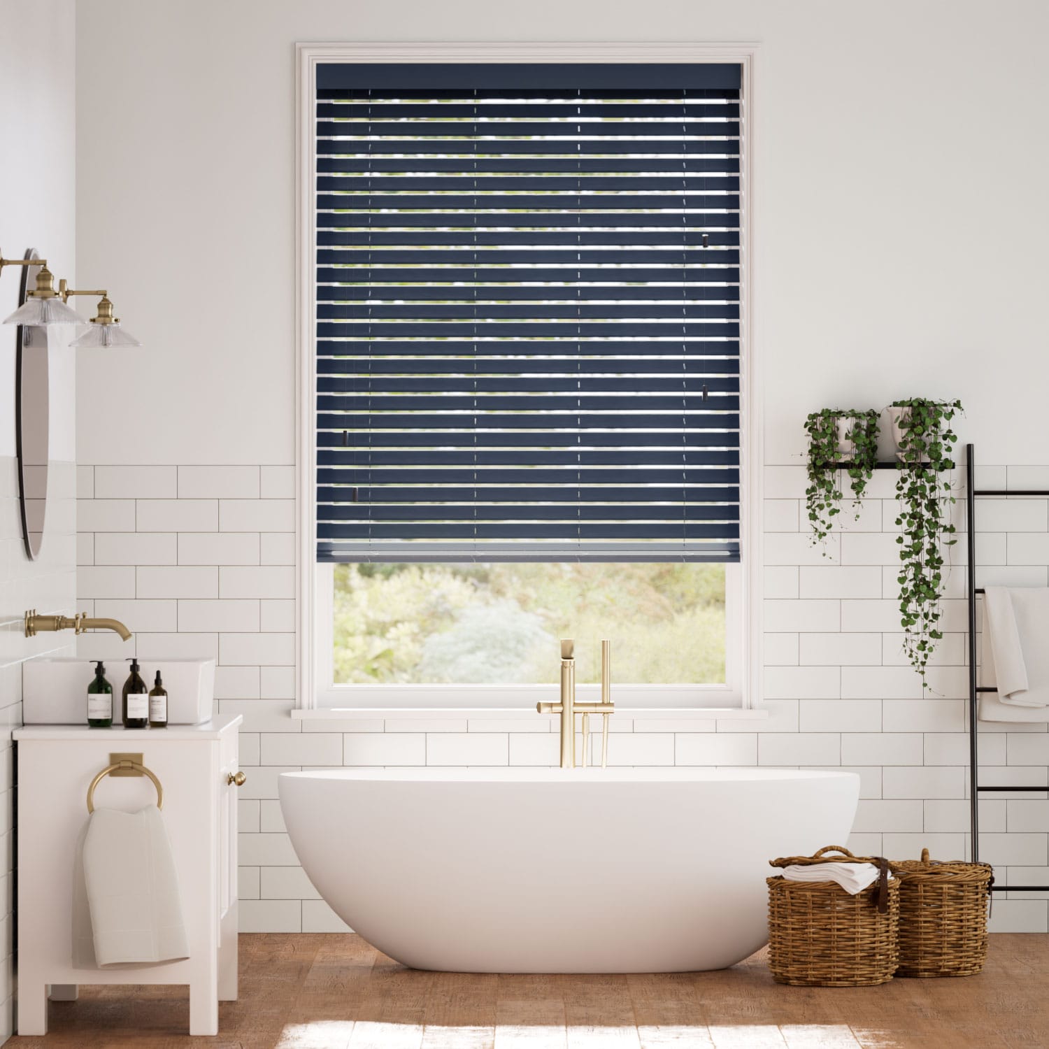 Midnight Blue Faux Wood Blinds