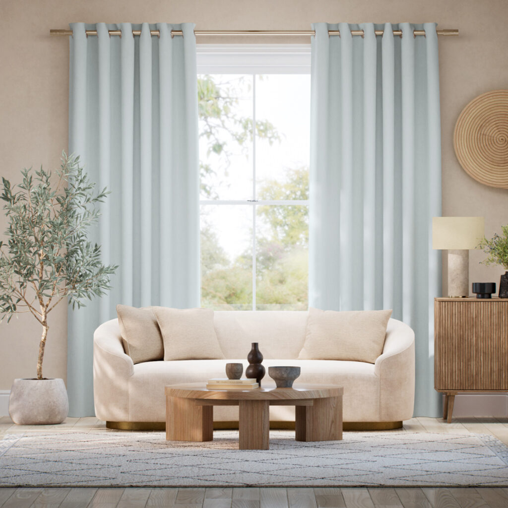 Mila Powder Blue Solid Curtains
