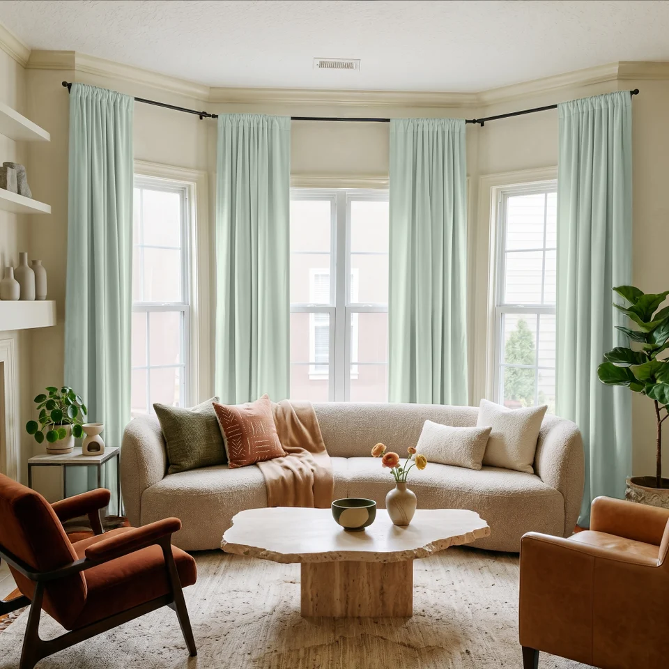Mint Green Velvet Curtains