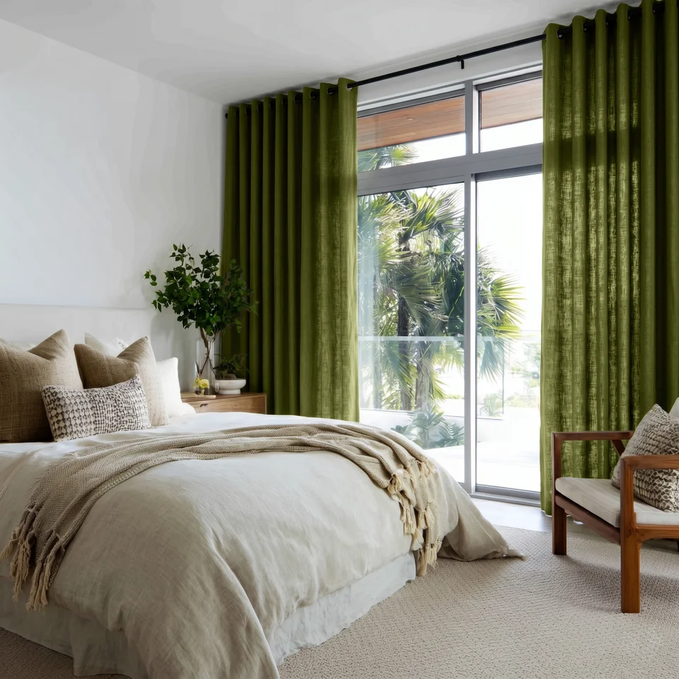 Moss Green Bedroom Curtains