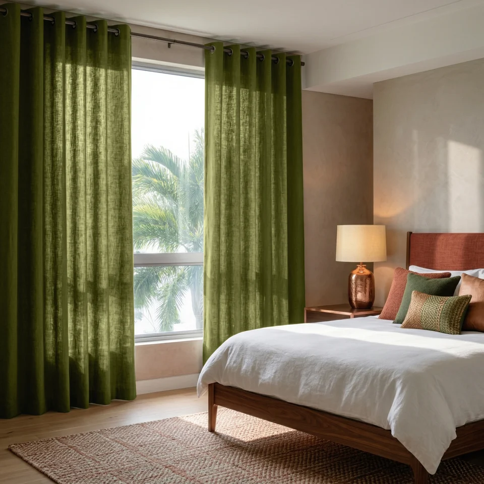 Moss Green Bedroom Curtains