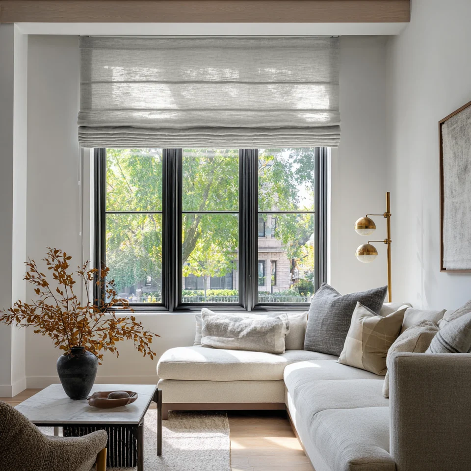 Natural Linen Living Room Blinds