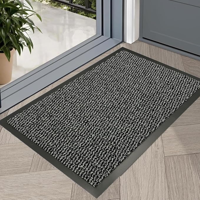 Non-Slip Black Textured Doormat