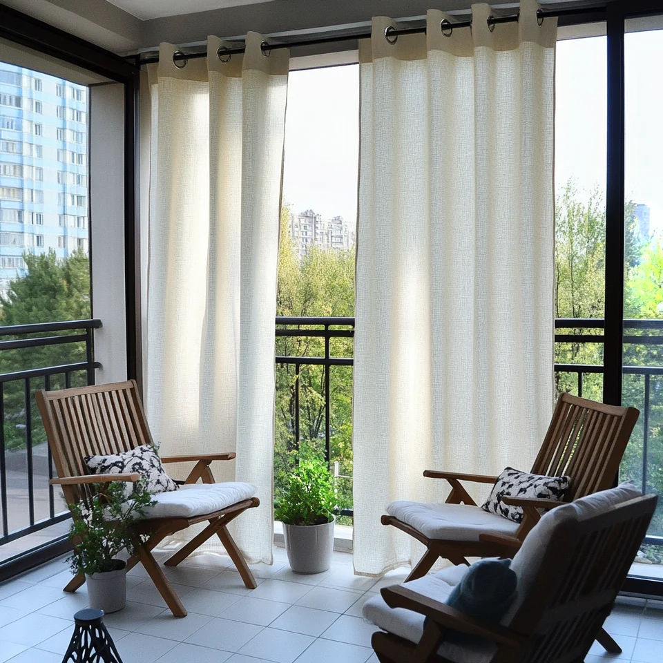 Outdoor Linen Balcony Curtains