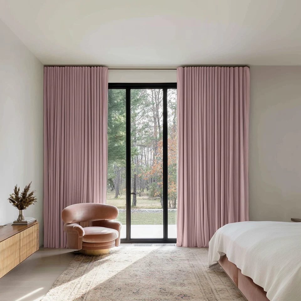 Pink Velvet Soundproof Curtains